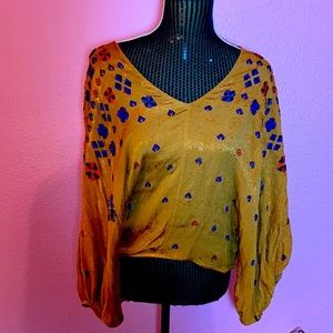 Free People Gold Blouse